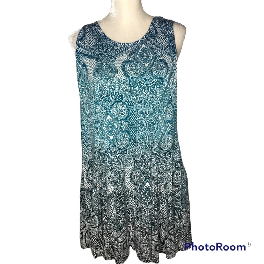 Soma Sleeveless Fit + Flare Tunic Dress Blue Ombré Size L